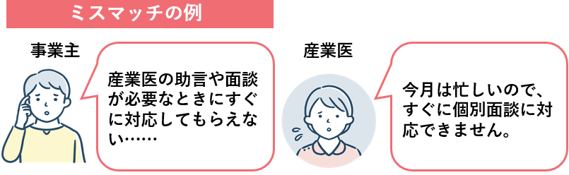 自社のニーズを汲み取ってくれない産業医を選んだミスマッチの例